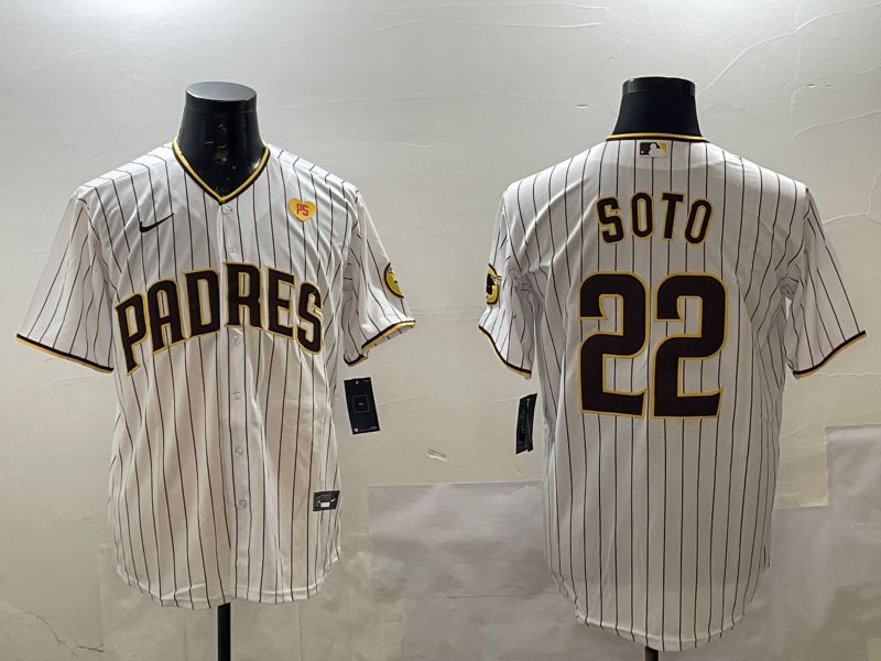Men San Diego Padres #22 Soto White Stripe Game 2025 Nike MLB Jersey style 6
